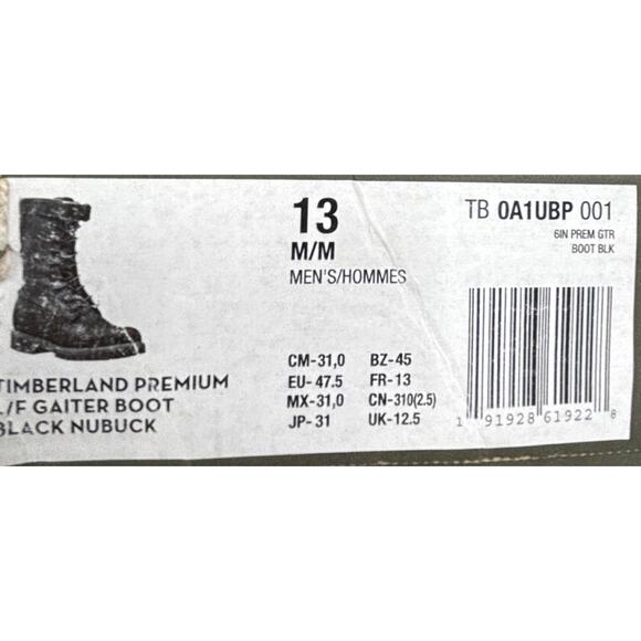 Timberland 6-Inch Premium Gaiter Boots Mens 13 Black Suede Buckle Lace Up Combat main image 6
